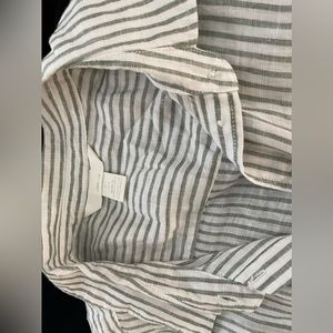 Striped linen shirt with waist tie